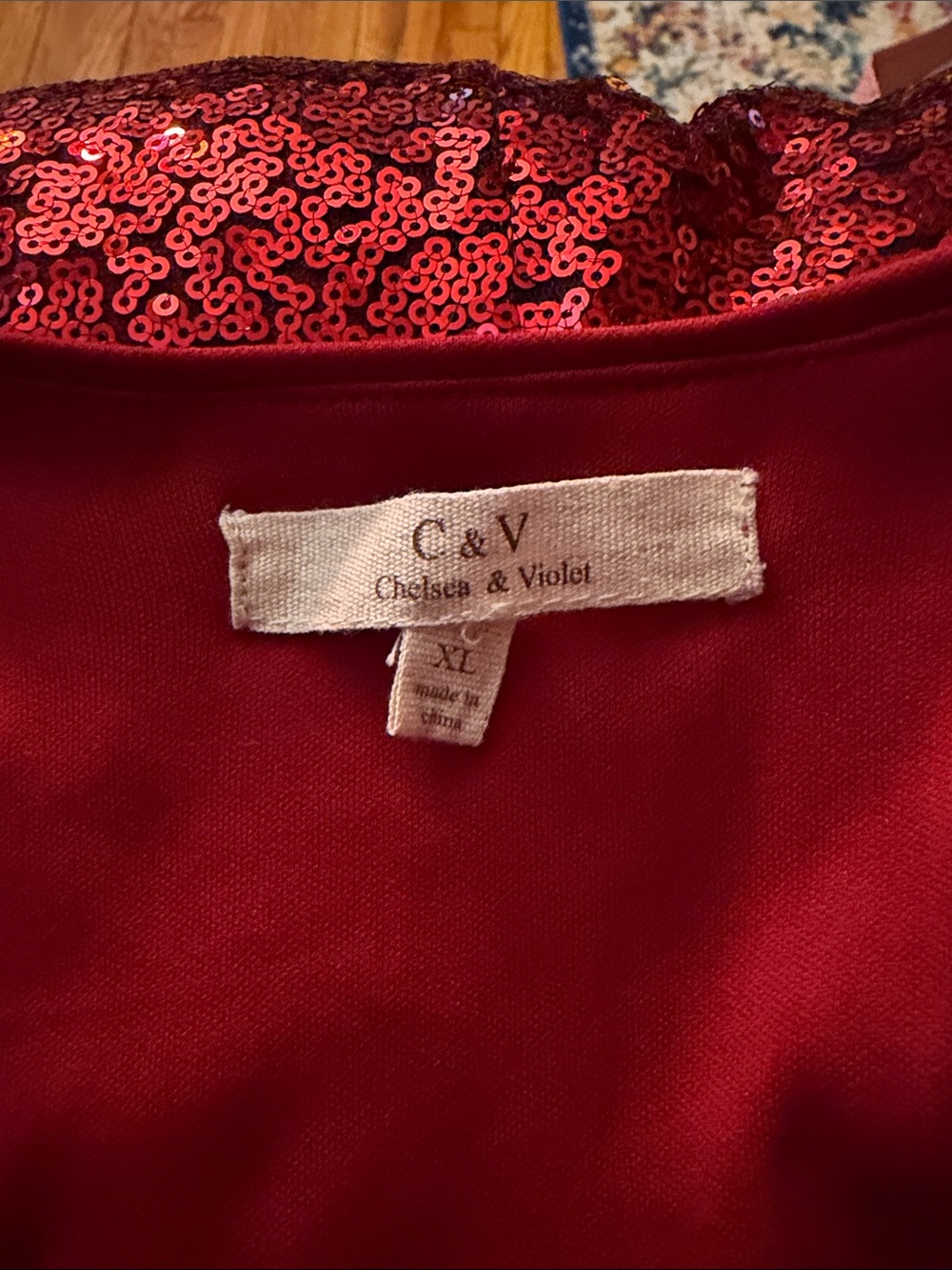 Chelsea & Violet Red Sequin Detail Dress - Picture 7 of 7